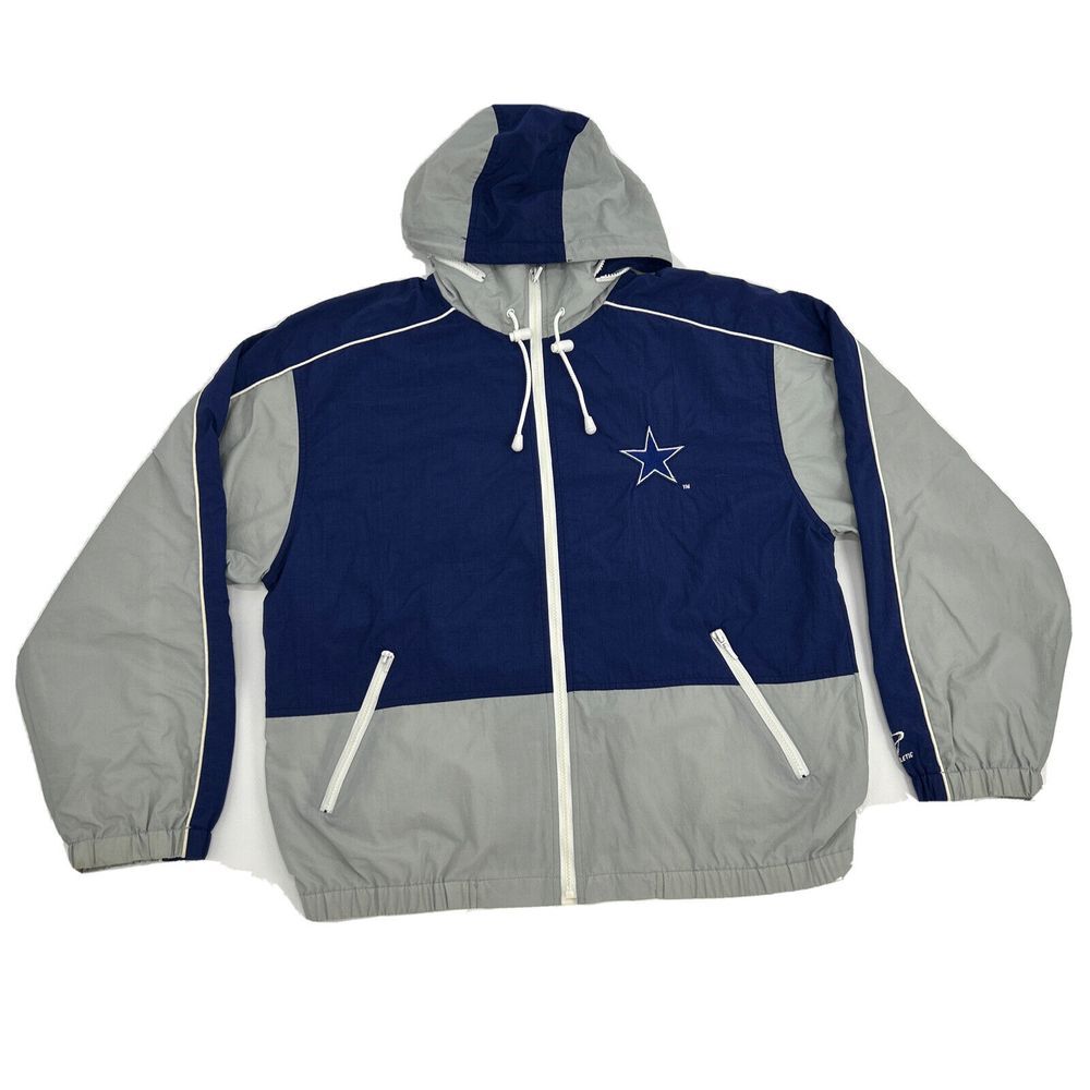 Dallas Cowboys Logo Athletic Jacket Men's M Blue Gray‎ Lightweight Hooded NFL